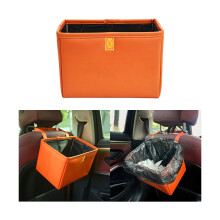 Car Trash Can Leather Large Capacity Waterproof Hanging Organizer for SUV Sedan Truck Orange