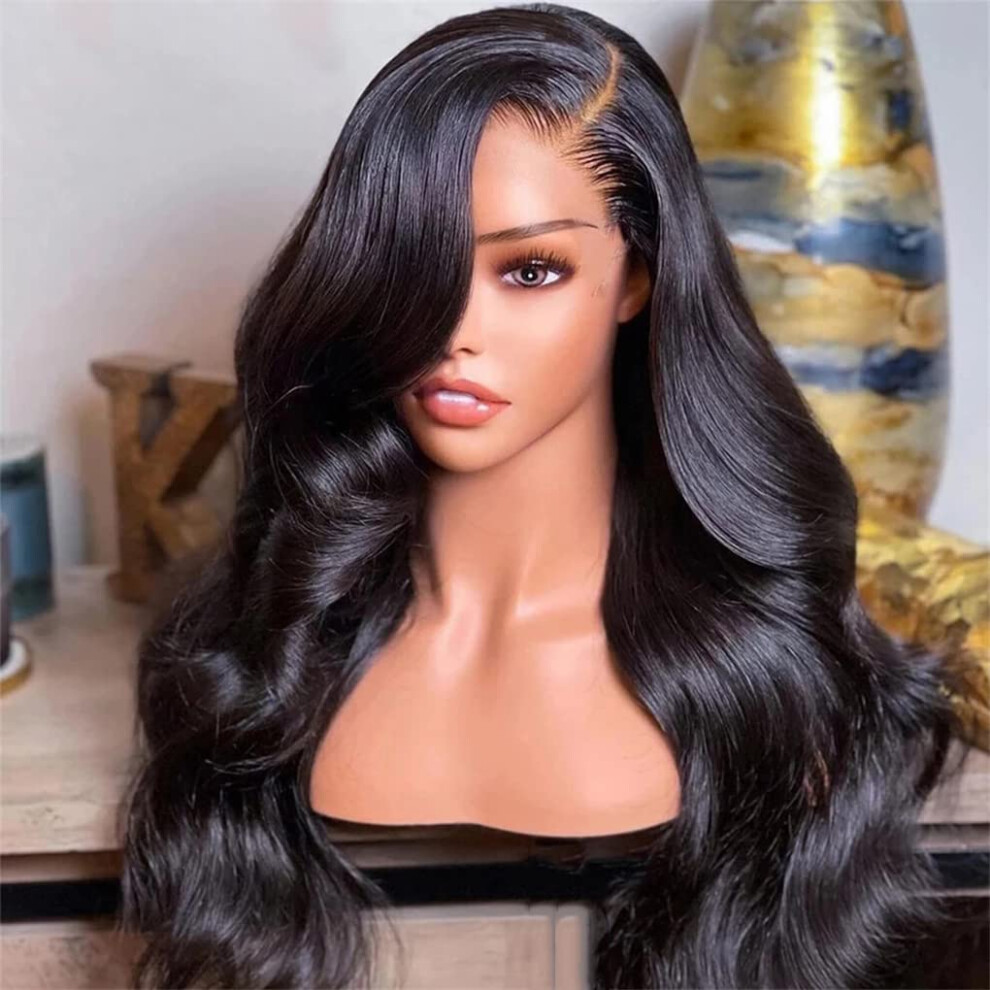 Unisex Brazilian Body Wave Lace Closure Wig 12 Inch 5X5 Transparent Lace Remy Human Hair Wig 180 Density Natural Hairline