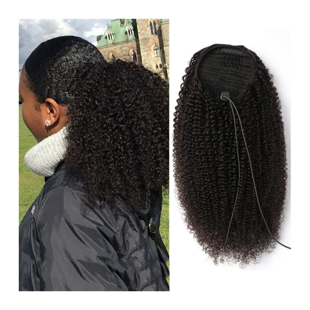 Unisex Afro Kinky Curly Drawstring Ponytail Extension Human Remy Hair 10Â28In Instant Volume Boost