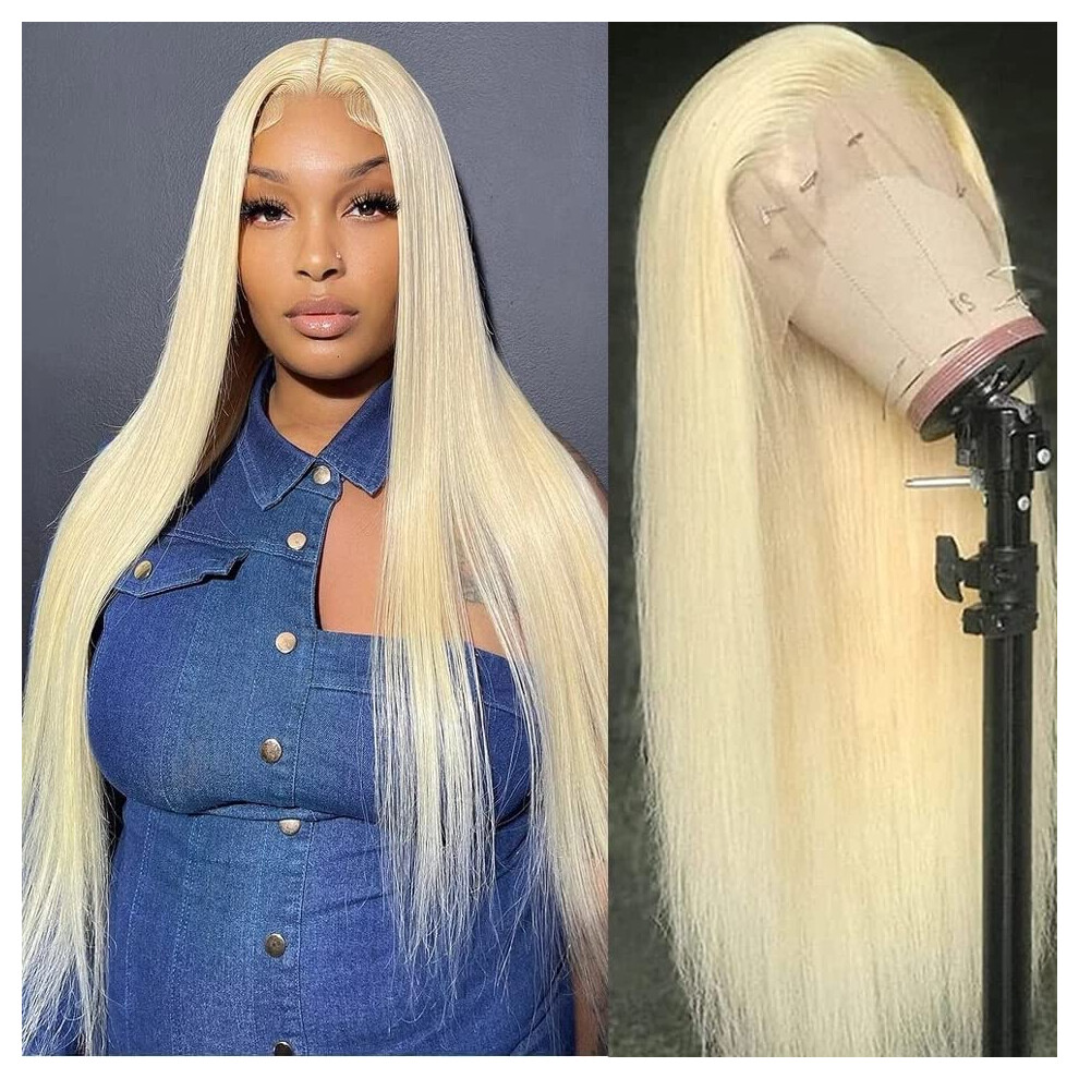 40 Inch 613 Blonde Lace Front Wig Brazilian Virgin Human Hair 210 Density Pre Plucked 13x4