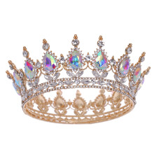 Gold Rhinestone Wedding Tiara and Crystal Bridal Crown for Women, Sparkling AB Color Princess Headpiece