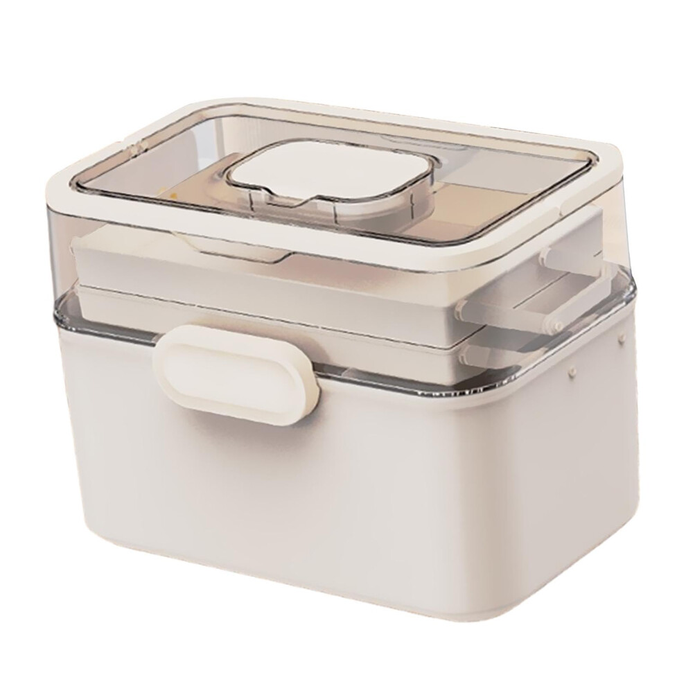 White Medicine Storage Box With Handle, Dustproof Multilayer First Aid Organizer, Travel Case