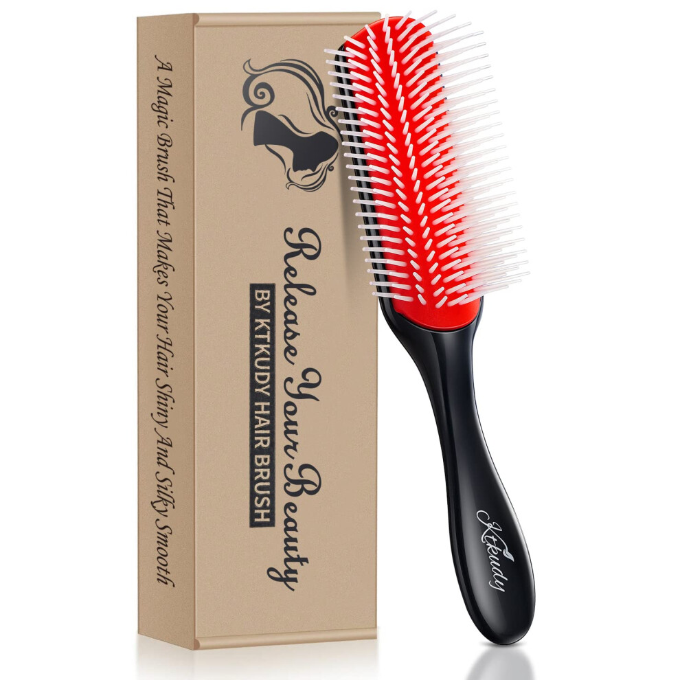 Black Curly Hair Brush With 9 Row Styling Design For Precise Curl Definition And Smooth Detangling, Heat Resistant,