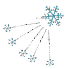 6 Pack Snowflake Hair Clips for Girls, Sparkle Snowflake Barrettes, Christmas Winter Hair Accessories