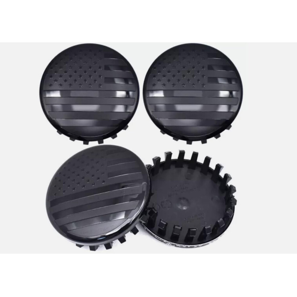 4Pcs 83Mm Us Flag Wheel Center Caps For Chevy Gmc Silverado Tahoe Yukon Exact Fit Replacement Part# 22837060 Black 9113335633704