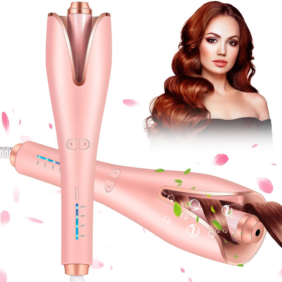 Automatic Hair Curler 1 Inch Ceramic Ionic Barrel, Fast Heating Rotating Curling Iron with Adjustable Temperature and Auto ShutOff for Beach Waves
