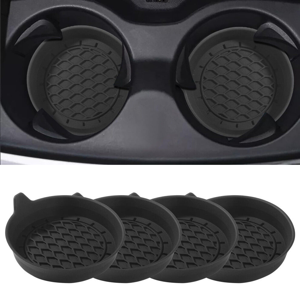 4Pcs Car Cup Holder Coasters Nonslip Silicone Inserts Protect Against Spills For Cars Trucks Suvs Black 9113335634077