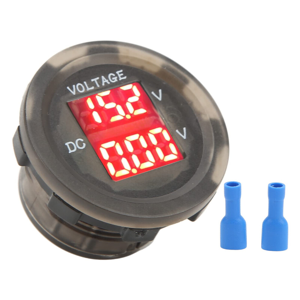 Led Car Voltmeter Digital Dual Voltage Gauge 12V 24V Waterproof Abs Matte For Vehicles Boats Black 9113335634251