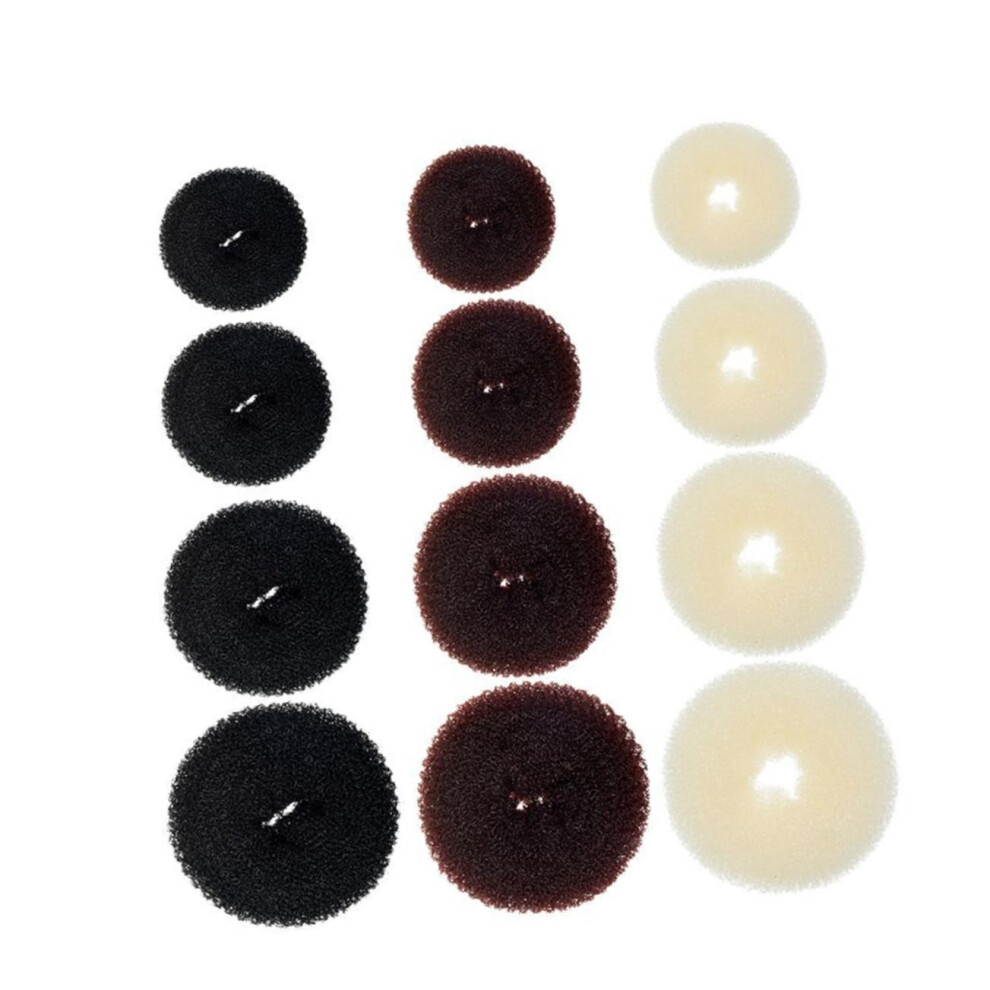 Unisex 12Pcs Large Hair Donut Bun Maker Set For Thick Hair, Easy Updo Styling Tool With Secure Hold
