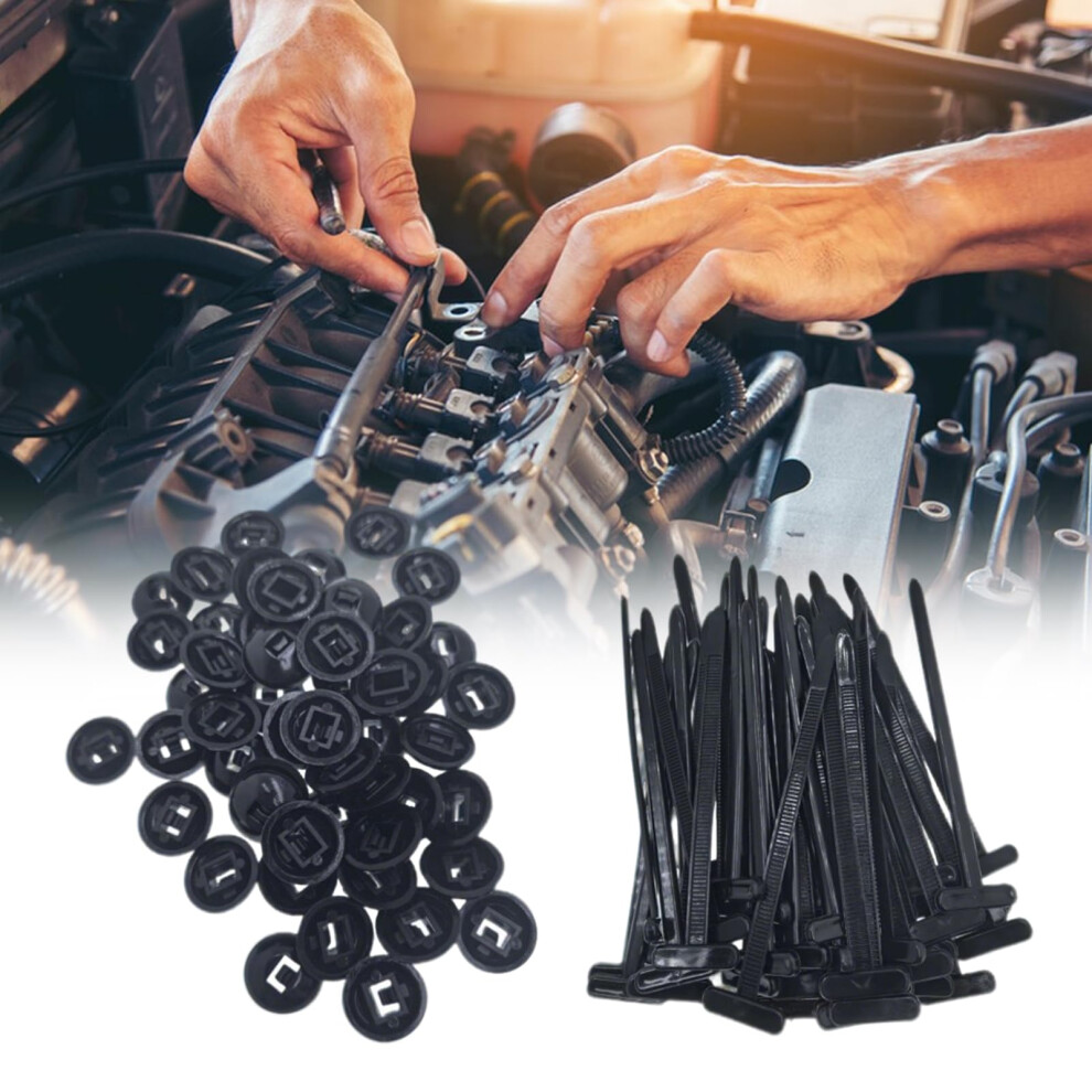 50Pcs Heavy Duty Uv Resistant Nylon Cable Ties With Self Locking Zip Tie Buckles For Automotive 9113335634305