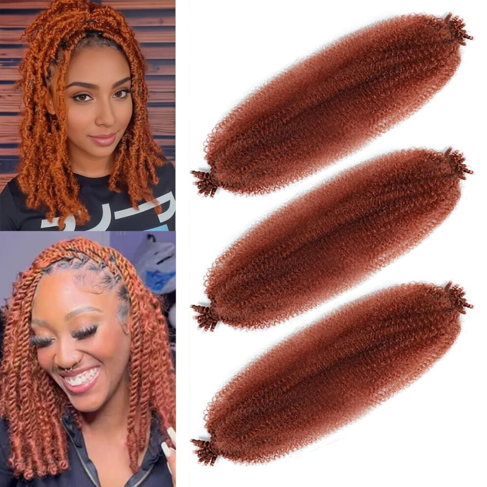 Unisex Black Springy Afro Twist Hair Crochet Braids Preseparated Marley Extensions 16 Inch For Women