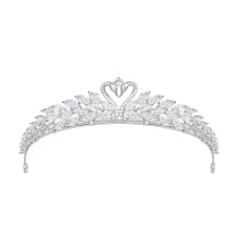 Tiara Crown for Women White Gold Plated Swan Design with Sparkling Cubic Zirconia for Bridal Prom