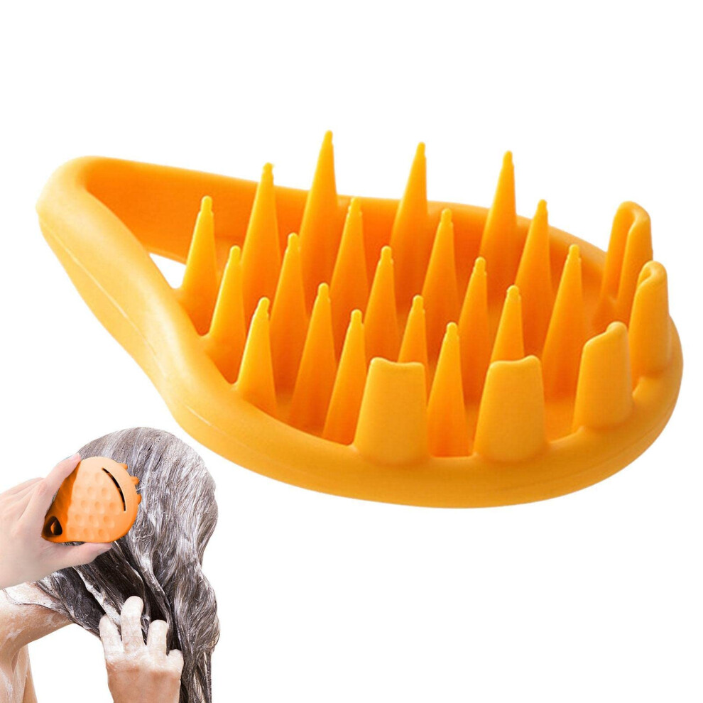 Unisex Yellow Scalp Massager Shampoo Brush With Soft Silicone Bristles For Gentle Exfoliation Wet Dry Hair