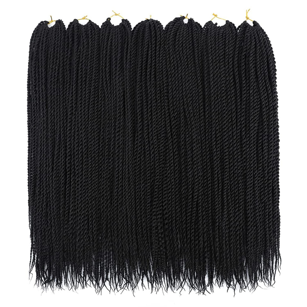 Unisex Black Crochet Braids Prelooped Micro Senegalese Twist Hair 18 Inch Ombre 1B Extensions 8 Packs