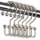 Rustproof Double Roller Shower Curtain Hooks 12 Pack, Polished Silver Metal Double Hook Rings 1