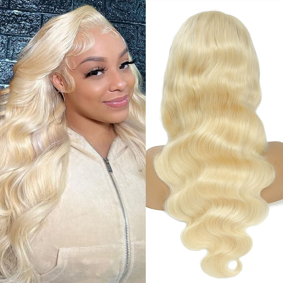 Unisex 613 Blonde Human Hair Lace Front Wig 22 Inch Pre Plucked Natural Hairline Glueless Virgin