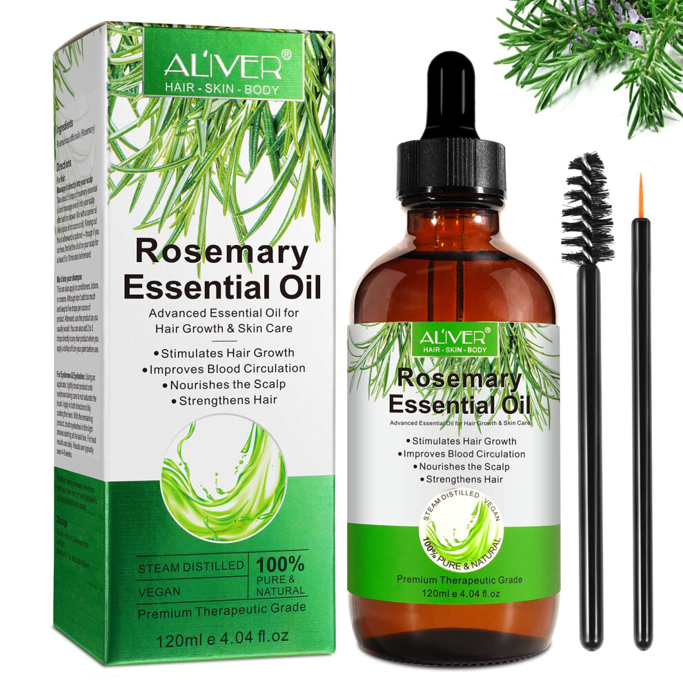 Rosemary Oil for Hair Growth 120ml â Pure Essential Oil for Hair Loss, Scalp Care, Eyelashes, Eyebrows