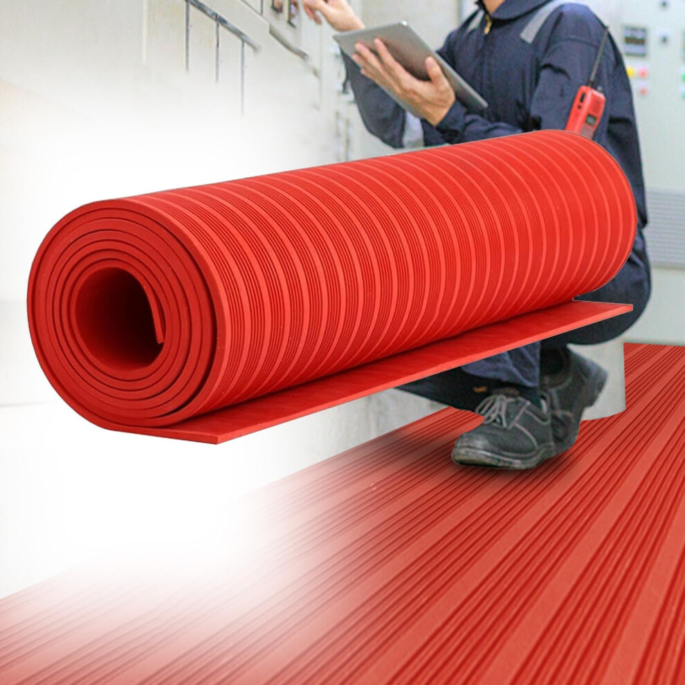 Red Voltage Insulating Rubber Mat 3Mm Slip Resistant Waterproof For Switchgear Rooms 1X5m 9070919844126