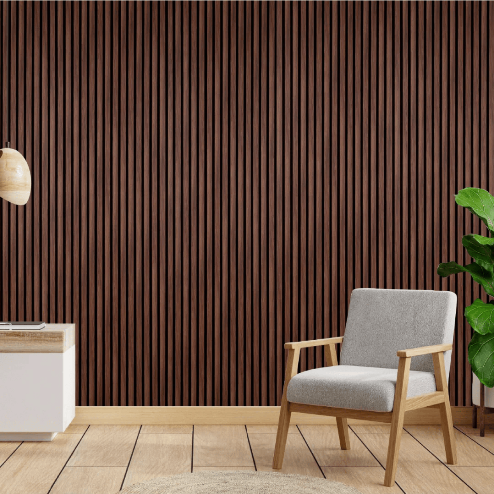 Acoustic Slat Wall Panel Walnut Pack Of 4 Panels 7426775863481