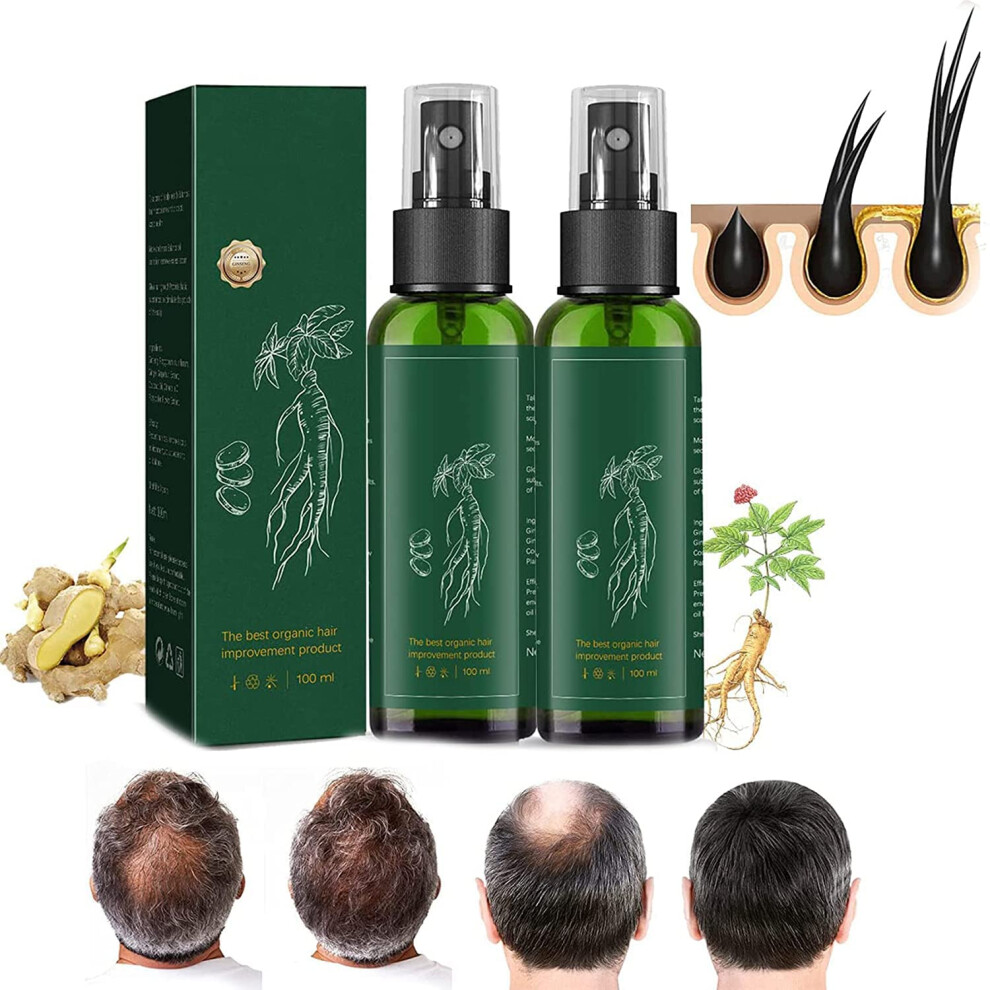 Ginseng Ginger Hair Growth Serum Spray for Women and Men, Scalp Nourishing Regrowth Treatment