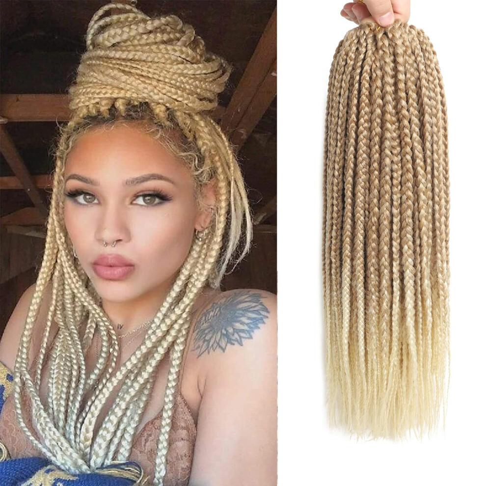 Unisex 14 Inch Ombre Blonde Crochet Box Braids Hair Â Prelooped Goddess Braids 8 Packs Synthetic