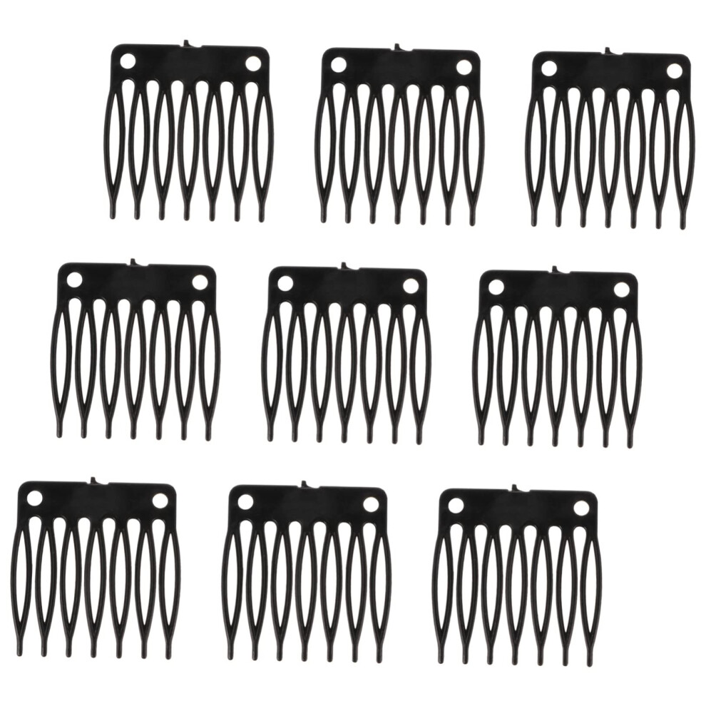 Plastic 7Tooth Wig Comb Clips for Secure Wig Fixation and Comfortable Daily Wear White