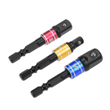 Impact Socket Adapter Set 1/4 3/8 1/2 Inch Hex Shank for Power Drill, Rust Resistant, 3 Pcs Black