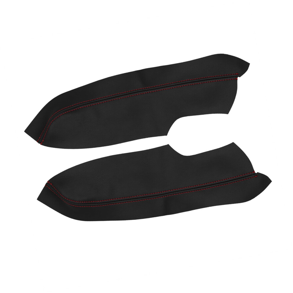 Front Door Armrest Cover Pair Synthetic Leather Replacement For Honda Civic 20062011 Black/Red 9070919845277