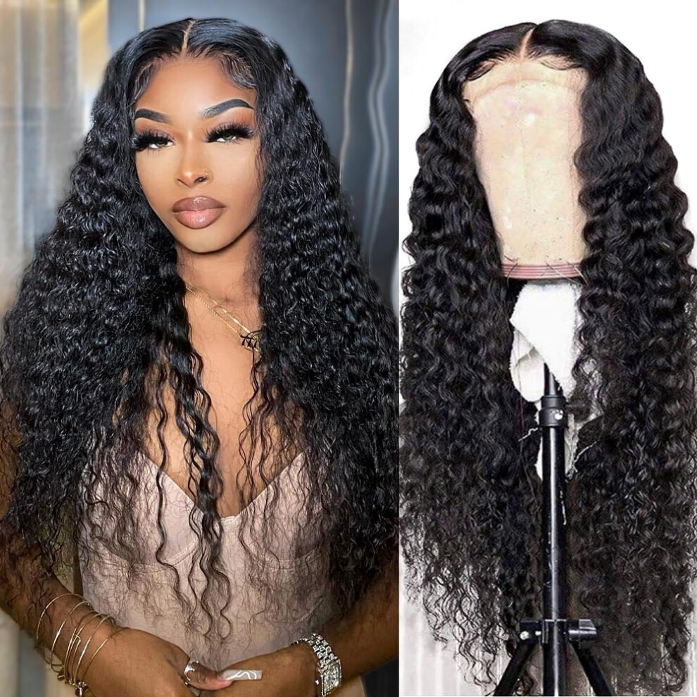 5x5 HD Lace Deep Curly Human Hair Wig for Black Women, Glueless Brazilian Wig with Defined Curls