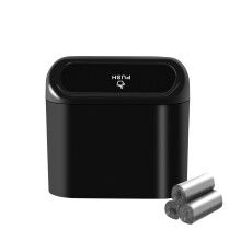 Mini Car Trash Can with Lid, Leakproof Waterproof Car Garbage Bin for Back Seat with 3 Roll Bags Black