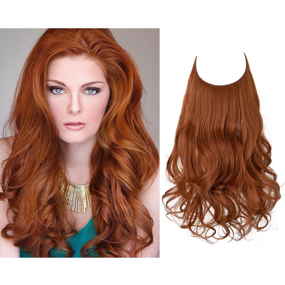 Unisex Black Invisible Wire Long Wavy Synthetic Hair Extensions Heat Resistant Fiber Seamless Natural Look