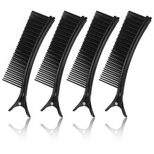 Hair Sectioning Clips with Comb Edge, 4 Pcs Black Salon Styling Clips for Cutting and Coloring Wet or Dry Hair