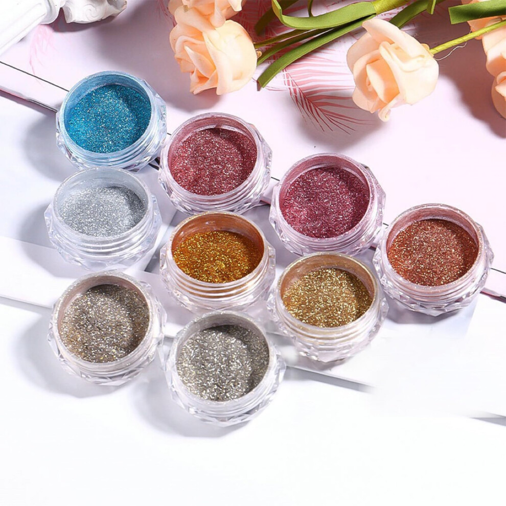 9 Color Chrome Nail Powder Kit with Mirror Nail Glitter for Gel and Polish Manicure