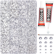 Rhinestones Kit with Glue and Picker, 20100pcs Silver Clear Mixed Size Flatback for Crafts and Nail Art