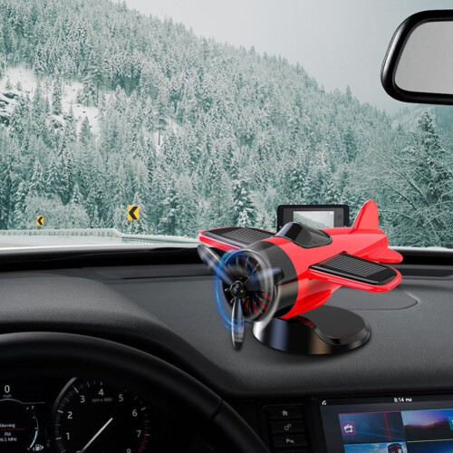 Solar Powered Rotating Airplane Car Dashboard Ornament with Dynamic Motion and Noise Propeller 2