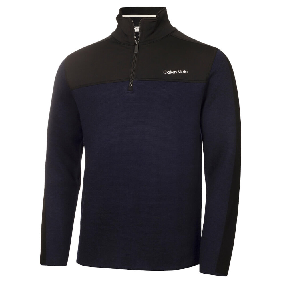 Calvin Klein (Xxl, Peacoat Marl) Mens Foxe Close Hybrid Half Zip Thermal Golf Sweater