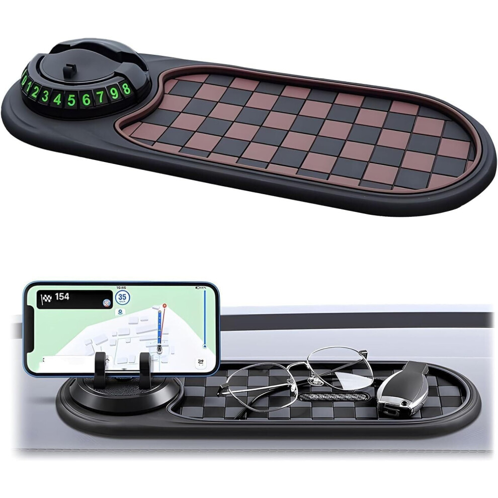 Universal Car Antislip Dashboard Mat With 360 Rotatable Phone Holder And Hidden Parking Number 9070919846359