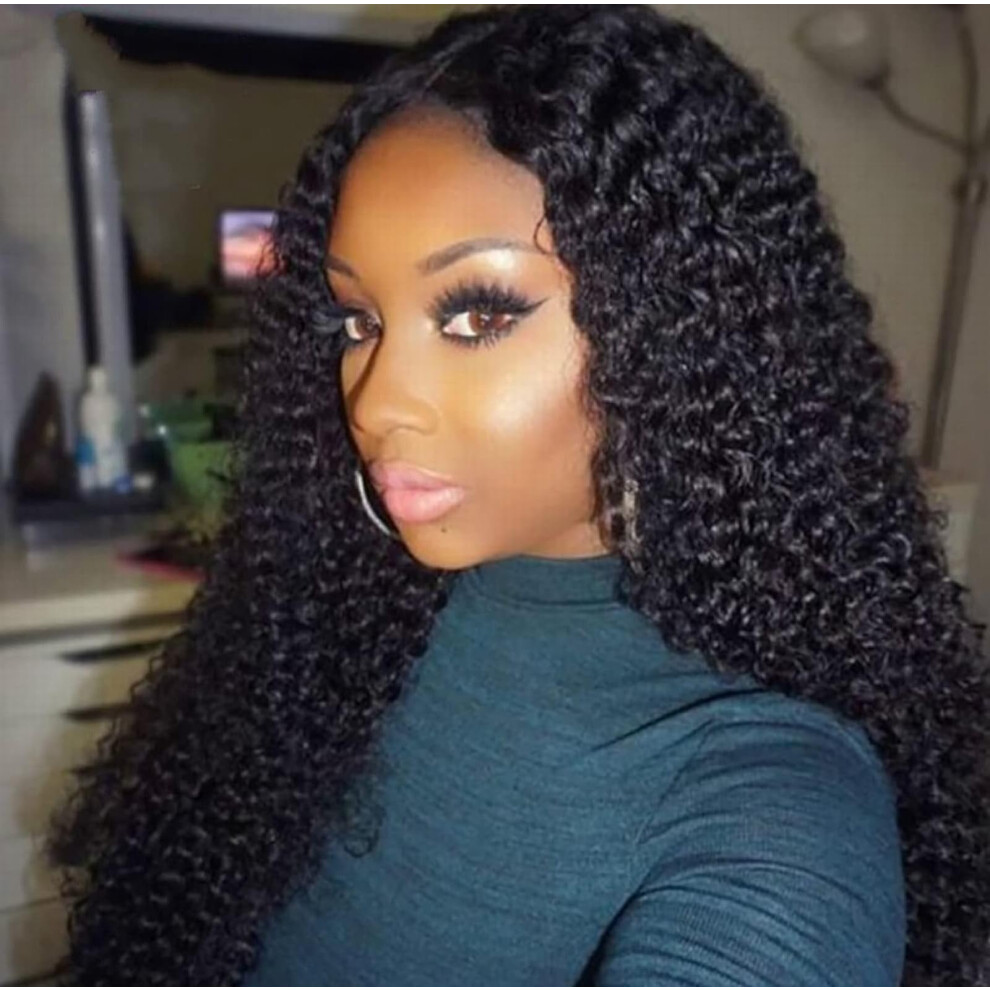 Unisex Long Curly Human Hair Wig For Women With Bangs, Naturallooking Texture, Adjustable Comfortable Fit