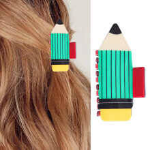 Pencil Hair Claw Clip Cute Pencil Design Strong Hold Hair Accessory for Teachers Back to School Green
