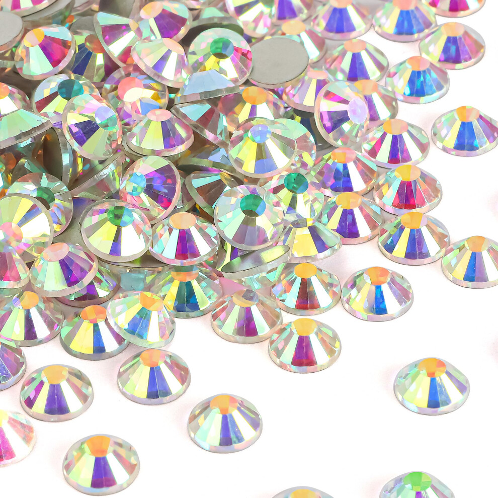 Rainbow AB Nail Rhinestones 4.8mm SS20 Flatback Glass Gems 1440pcs Bulk for Nail Art and Crafts