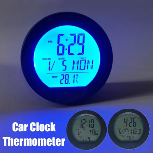 Car Digital Thermometer Clock with Solar Power, Automatic Backlight, Indoor Outdoor Temperature Display 1