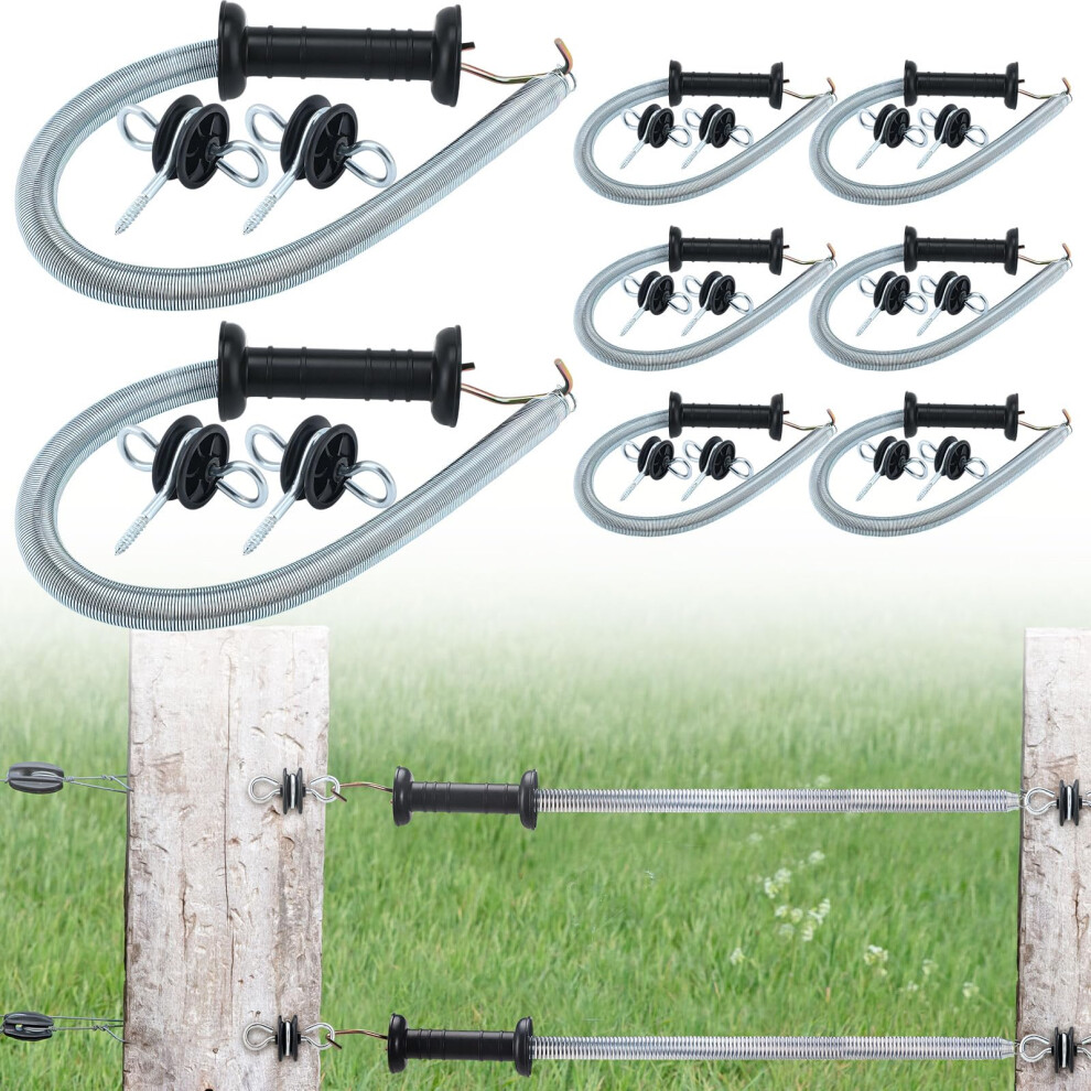 Electric Fence Gate Handle Kit 16Ft Retractable Spring, Durable Steel Construction For Livestock Gates 9070919847127