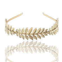 Gold Bridal Leaf Hair Crown with Luxurious Roman Goddess Design and Elegant Wedding Accessory