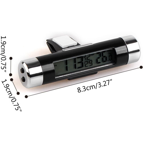 Car Digital Clock with Temperature Display LCD Backlight 12/24 Hour ClipOn Mount White 1