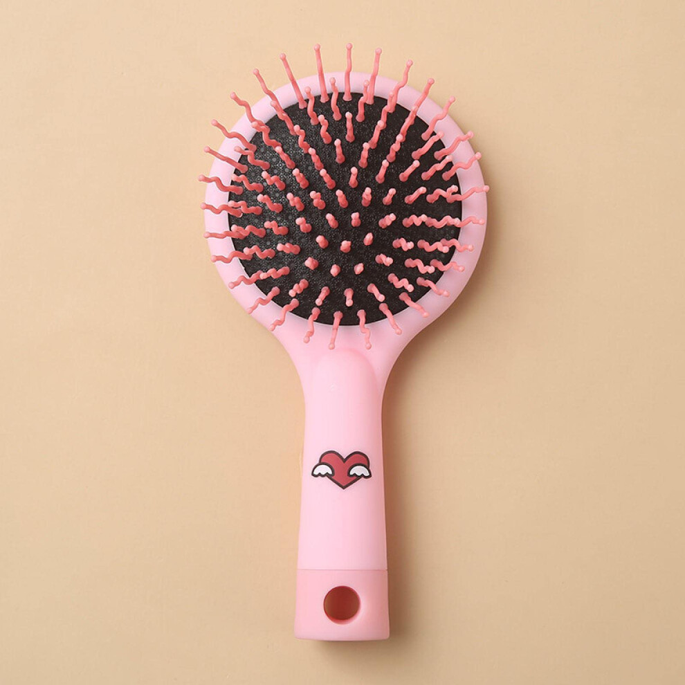 Unisex Pink 2 In 1 Travel Hair Comb With Builtin Mirror, Compact Detangling Brush For Smooth Scalp Massage