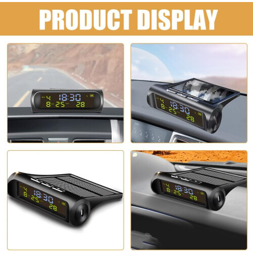 Solar Powered Car Dashboard Clock and Thermometer with Date Time and RealTime Temperature Display 1