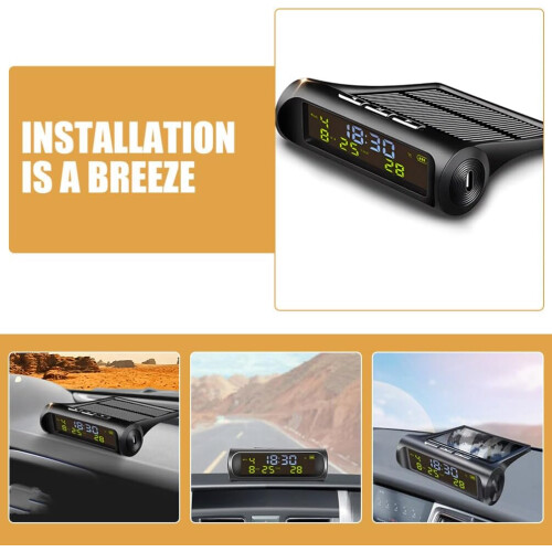 Solar Powered Car Dashboard Clock and Thermometer with Date Time and RealTime Temperature Display 2