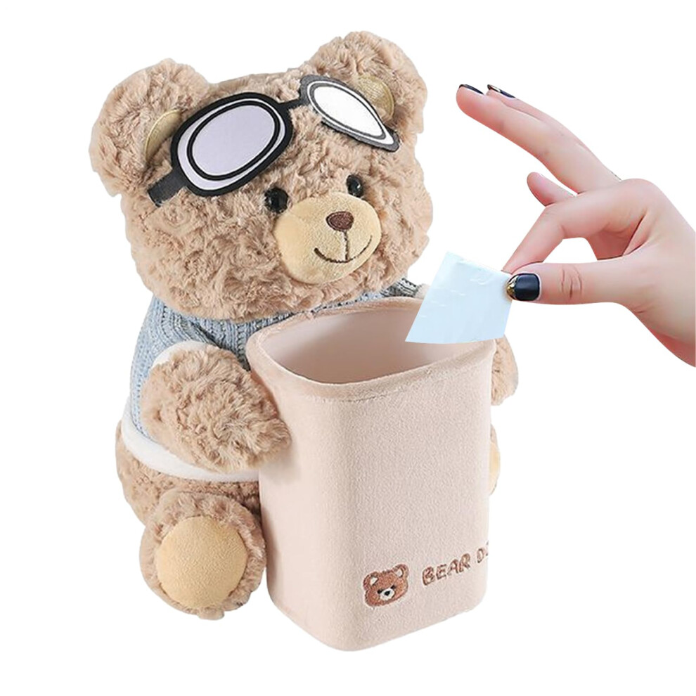 Car Armrest Organizer 2In1 Trash Can With Tissue Holder, Cute Plush Waterproof Storage Box 9070919847783
