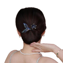 Blue Fishtail Hair Bun Maker Clip, Bendable Hair Styling Tool for Fast Elegant Secure Buns