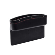 Luxury Leather Car Trash Can Multifunctional Garbage Bin for Seat Gap with Storage for Coins Phones Cards Black